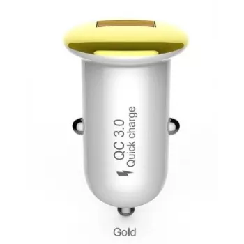Autolader Devia Mushroom Serie QC3.0 18W goud – USB Quick Charge 3.0, 18W uitgang