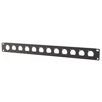 Rackpaneel 1U Lanview model LVR1U-12D-BL met 12 uitsparingen voor keystone-modules, zwart