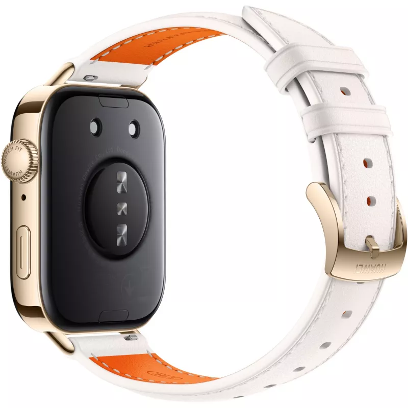 Watch Fit 3 (Solo-B19V), smartwatch goud/wit, leren bandje in wit
