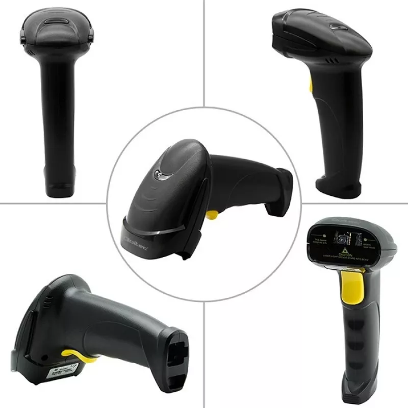 Qoltec 50853 handheld laser-barcodescanner 1D/2D, bedraad USB, 1,65 m kabel, 97x65x167 mm, 105 g, zwart