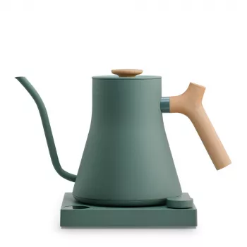 Elektrische waterkoker Fellow Stagg EKG PRO 1L, 1200W, groen mat, RVS, houten handgreep, instelbaar 40–100°C