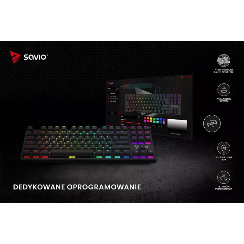 Mechanisch toetsenbord RGB Tempest X2 Outemu Red Savio Savgk-tempest X2 Red