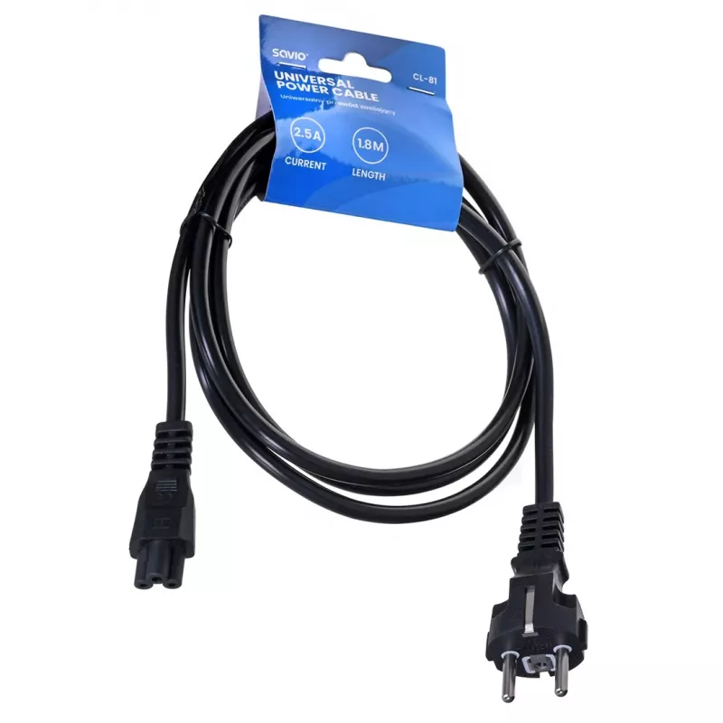 Savio CL-81 netsnoer zwart 1,8 m netstekker type E IEC C5
