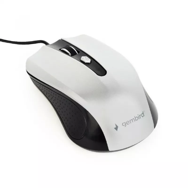 Bedrade dubbelhandige optische muis GEMBIRD MUS-4B-01-BS, USB Type-A, 1200 DPI, 4 knoppen, zwart/zilver