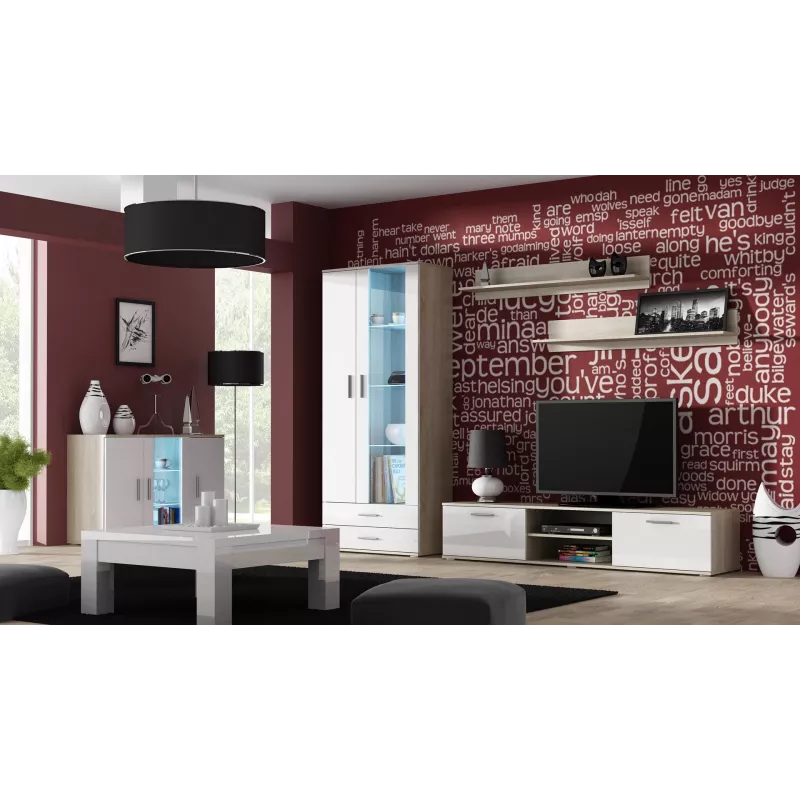 Cama sideboard 120 cm SOHO S7 Sonoma-eiken/wit glanzend