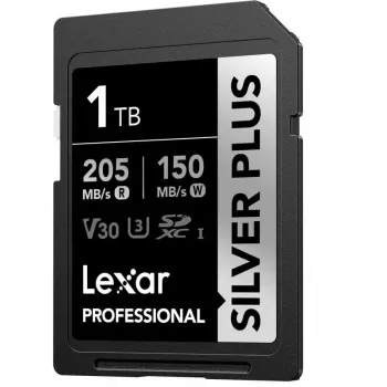 SDXC-geheugenkaart Lexar Professional SilverP UHS‑I 1 TB, lezen 205 MB/s, schrijven 150 MB/s, UHS‑I