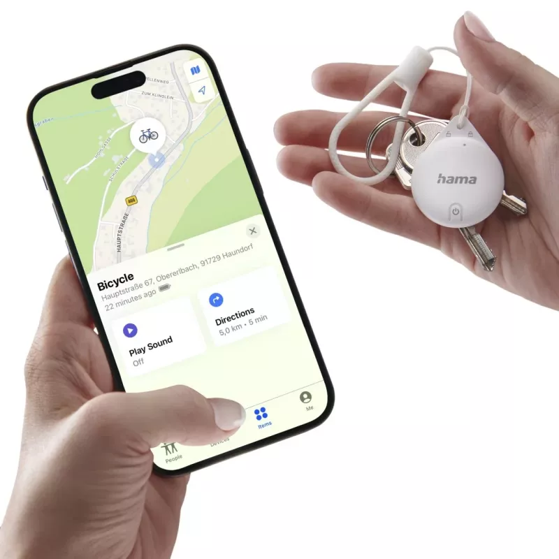 HAMA Item Finder 00185815 Bluetooth voor Apple Zoek mijn app, wit — tracker voor het vinden van persoonlijke bezittingen