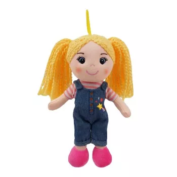 Zachte stoffen pop TULILO Madzia 20 cm — stoffen kinderspeelgoed, handgemaakte look