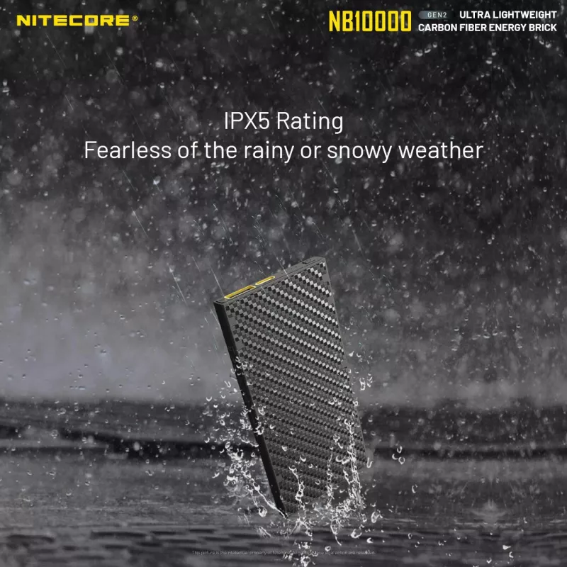 Draagbare powerbank Nitecore NB10000 — 10000 mAh, USB‑A + USB‑C, 38 W totale uitgang, grijs