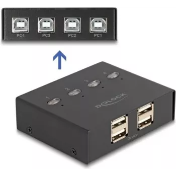 DeLOCK USB 2.0-switch 4 pc naar 4 apparaten zwart 0,48 Gbit/s
