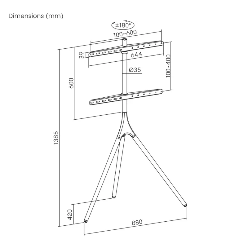 SBOX FS-1246F houder 45–65° kantelbaar, belasting 32 kg, platform 600×400 mm