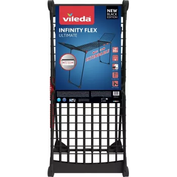 Wasrek VILEDA Infinity Flex Ultimate Telescoop — zwart, gecoat aluminium, 30 m droogoppervlak, opvouwbaar, wielen