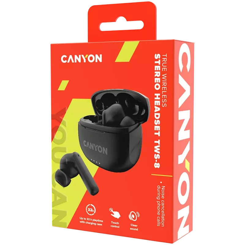 Bluetooth-headset TWS-8 ENC Earbuds/BT 5.3 zwart