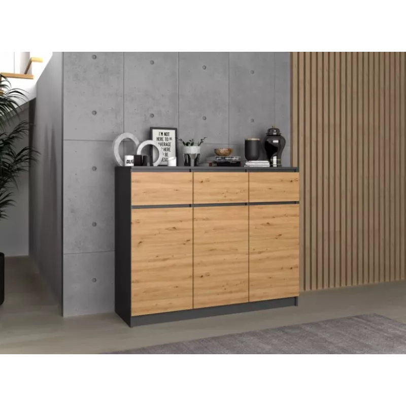 3D3S kommode 120x40x97 cm, antraciet/artisan