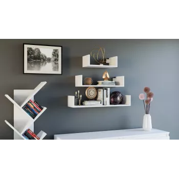 Topeshop MOBI 3P BIEL Plank Zwevende plank Wandmontage Spaanplaat, Wit