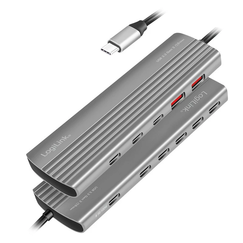 LogiLink USB 3.2 Gen2-hub 4+1-poorts 2x USB-A 2x USB-C PD 100W aluminium