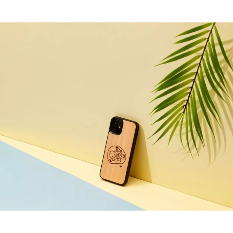 Beschermhoes Man and Wood voor iPhone 12 mini — kindvriendelijk visdesign