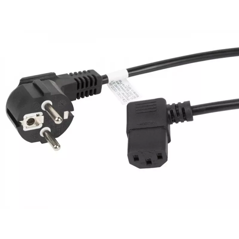 Netkabel LANBERG CA-C13C-12CC-0018-BK, 2 m, C13-koppeling naar CEE7/7, zwart, haakse C13