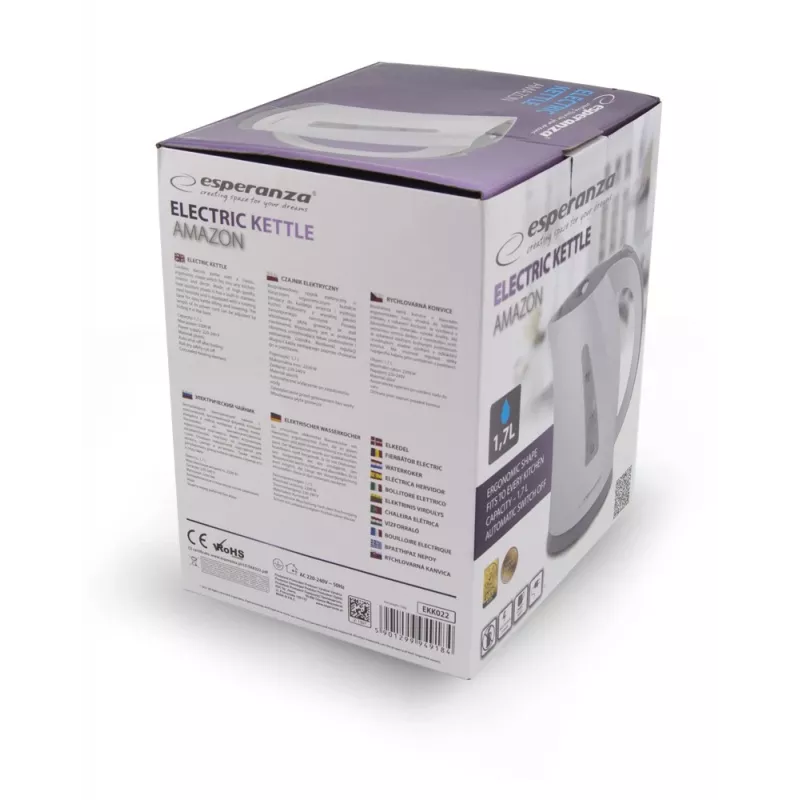 Waterkoker Esperanza 1,7 l 2200 W grijs wit