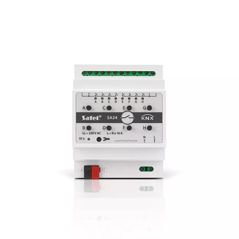 Satel KNX-SA24 KNX-schakelactuator, 8 kanalen, voor DIN-rail