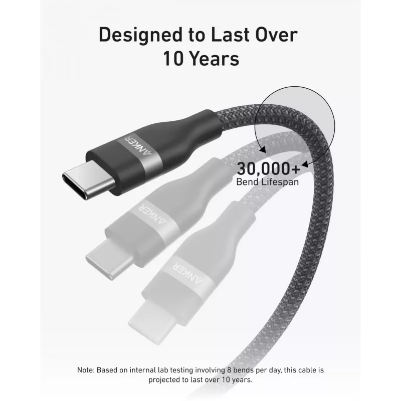 USB-C-naar-USB-C-kabel Anker A82E2 — USB 2.0, 1,8 m, zwart