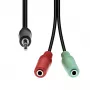 Kabel ProXtend 4-pins naar 2× 3-pins M-F M42XM3F-003, 1 m, zwart