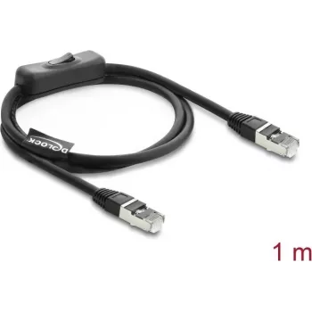 DeLOCK 81562 Cat.6 F/UTP-netwerkkabel met schakelaar, RJ-45, 0,3 m, zwart