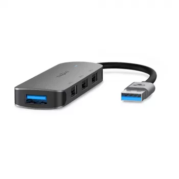 Nedis USB-hub USB-A-stekker – 4x USB A, 4-poorts, USB 2.0 / USB 3.2 Gen 1, USB-gevoed, 5 Gbit/s (CCGB61210GY01)