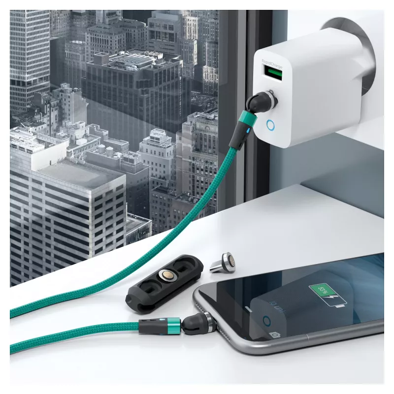 USB-kabel RealPower MagneticCharge2 1 m groen snel opladen gegevensoverdracht