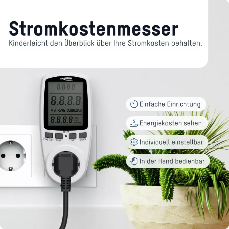 Energiekostenmeter ANSMANN APM2 120-0007 met LCD-display