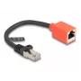 Netwerkkabel DeLOCK RJ45 apparaatbeschermingsadapter Cat.6A S/FTP 20 cm zwart rood