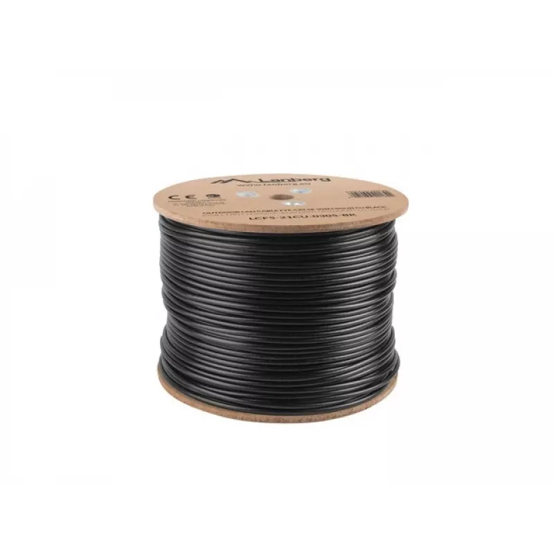 Lanberg LCF5-21CU-0305-BK Cat5e F/UTP installatiekabel voor buiten, massief koper, 305 m, zwart