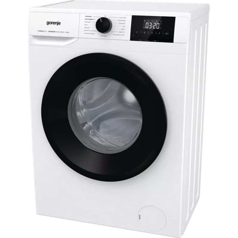 Vrijstaande wasmachine Gorenje W3NGPI72SBS, 7 kg, 1200 t/min, invertermotor, stoom, 15 programma's, wit