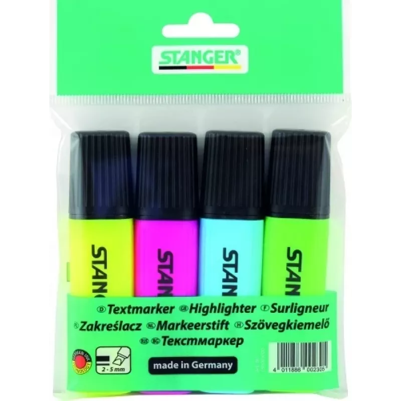 STANGER tekstmarker, 1-5 mm, set 4 stuks 180009000