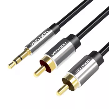 Vention 3,5-mm jackstekker naar 2RCA-stekker audiokabel 1 m zwart metaal type