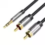 Vention 3,5-mm jackstekker naar 2RCA-stekker audiokabel 1 m zwart metaal type