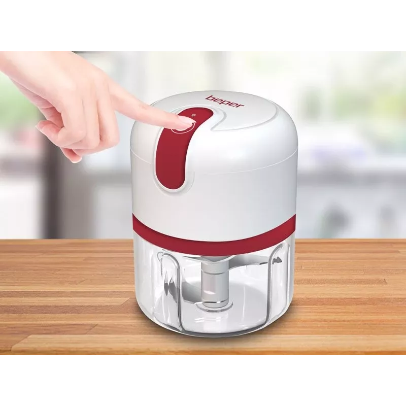 Beper P102ROB050 oplaadbare USB-hakmolen, 0,25 L, 30 W, wit/rood
