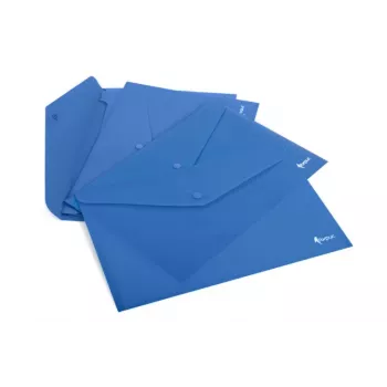 Plastic A4-map FORPUS FO21616 blauw — documenthoes, transparante voorkant, drukknoopsluiting