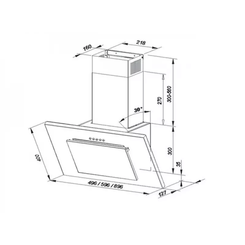 MAAN Vertical PG 60 schouwkap, 59,6 cm, wit
