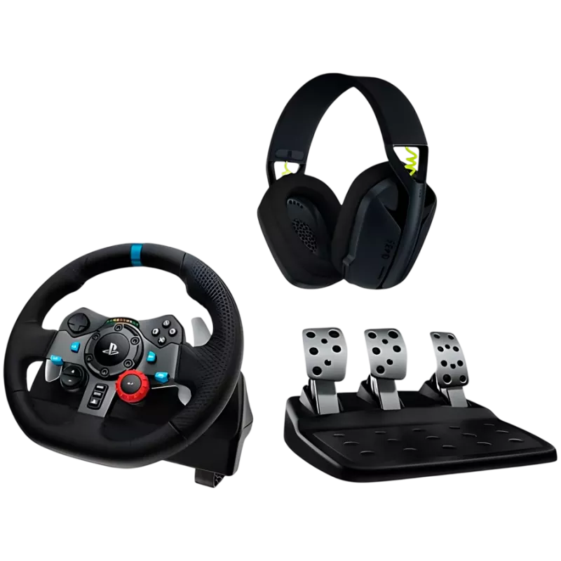 LOGITECH G29 EU + G435 zwart gaming controller aluminium zwart USB stuur + pedalen + headset PC