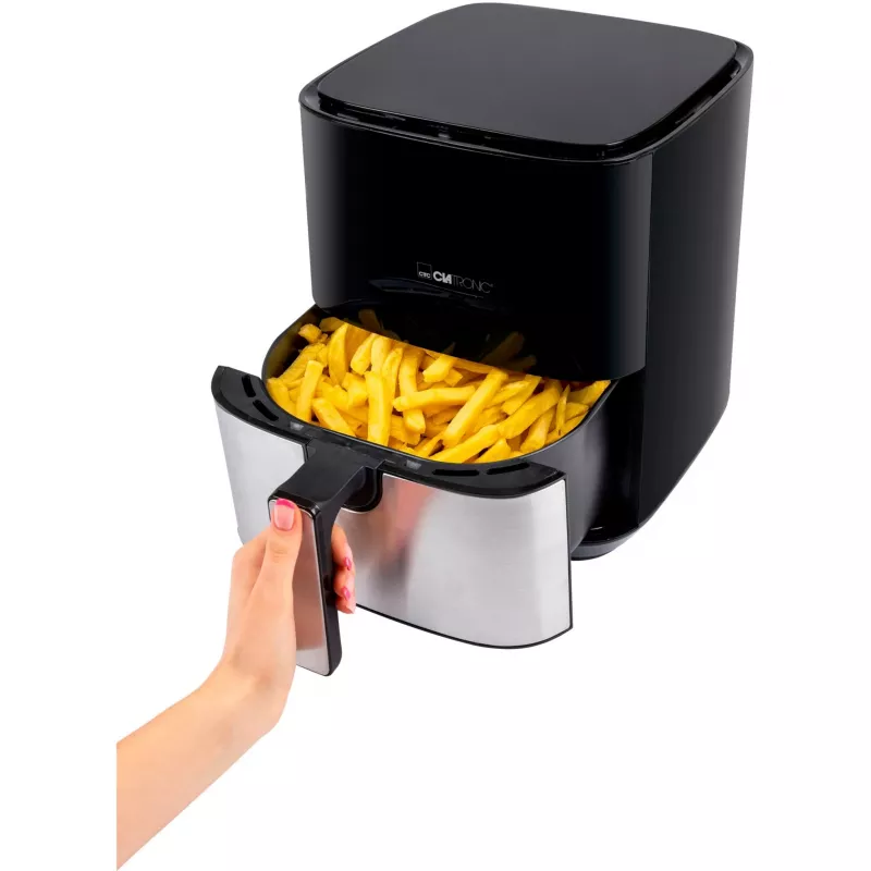 Clatronic FR 3782 H, heteluchtfriteuse, 5 l, 80 °C, 200 °C, enkel beeld, zwart, roestvrijstaal