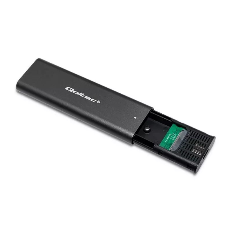 Qoltec 50312 M.2 NVMe SSD-behuizing, USB Type-C, zwart