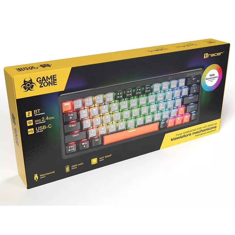 Mechanisch toetsenbord Tracer GAMEZONE EVO1 HOT SWAP 63 (grijs) TRAKLA47297
