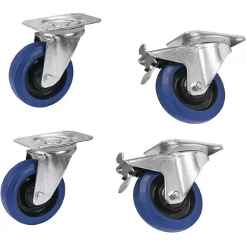 Wielenset Roadinger RD-100 100 mm blauw, 2 wielen met rem