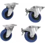 Wielenset Roadinger RD-100 100 mm blauw, 2 wielen met rem