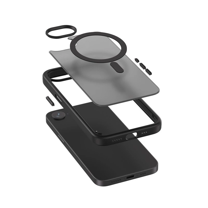 Crong MagSafe-beschermhoes voor iPhone 16e – zwart, robuust design