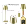 Beper P201UTP116 oplaadbare LED-tafellamp, 1,5 W, aanraakschakelaar, dimbaar, flesadapter van 33 mm, waterbestendig, goudkleurig