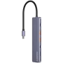 USB Type-C-hub CANYON DS-17 — HDMI, USB 3.2 Gen 1 A, USB-C, MicroSD, 10000 Mbit/s, grijs