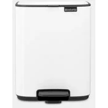 Pedaalemmer BRABANTIA Bo 4L, compacte 4-liter witte afvalemmer met voetpedaal