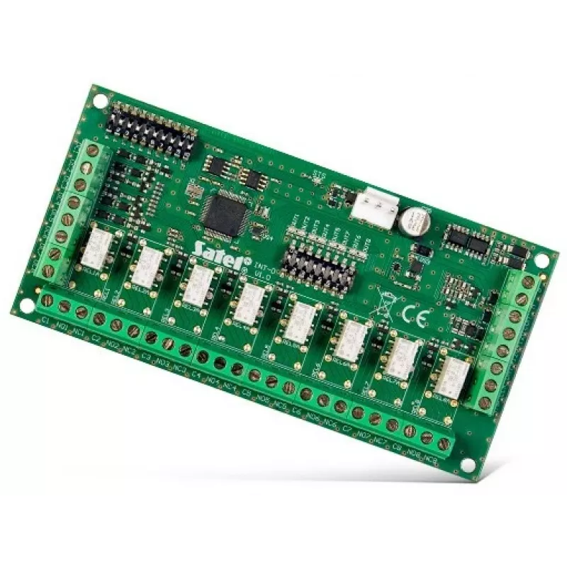 SATEL INT-O uitbreidingsmodule voor uitgangen, 8 OC-/relaisuitgangen, RS-485